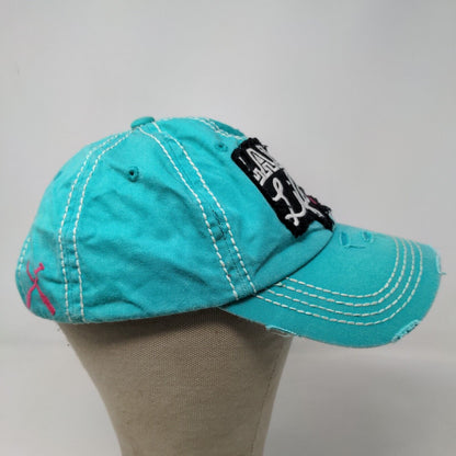 KB Ethos Men's Strapback Hat Green Blue Adjustable Lake Life Logo Distressed