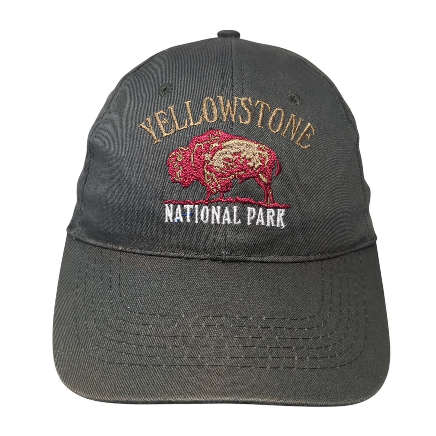 Yellowstone National Park Strapback Hat Gray One Size Embroidered ACE