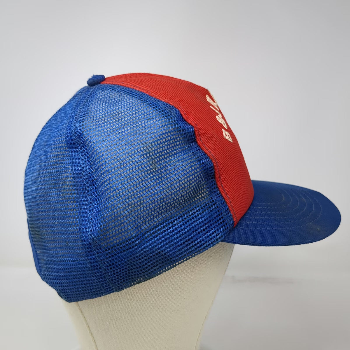 Trucker Hat Red Blue B & J Elevators Ririe Idaho Mesh Grain Elevator Vintage