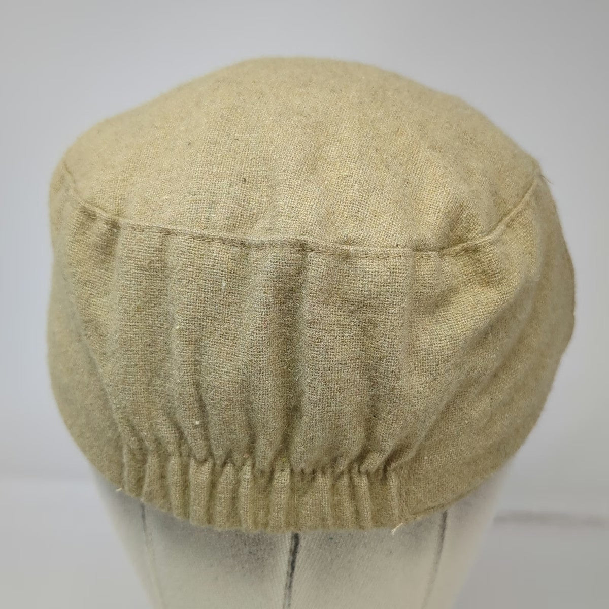 Army Cap Hat Beige One Size Buckle Ring Elastic Back Textured Fabric Plain Solid