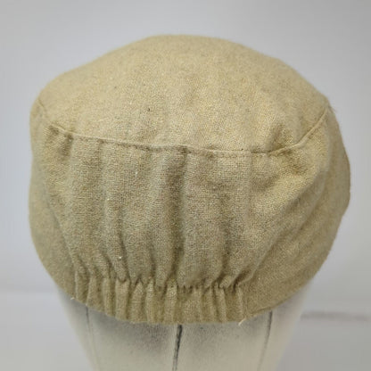Army Cap Hat Beige One Size Buckle Ring Elastic Back Textured Fabric Plain Solid