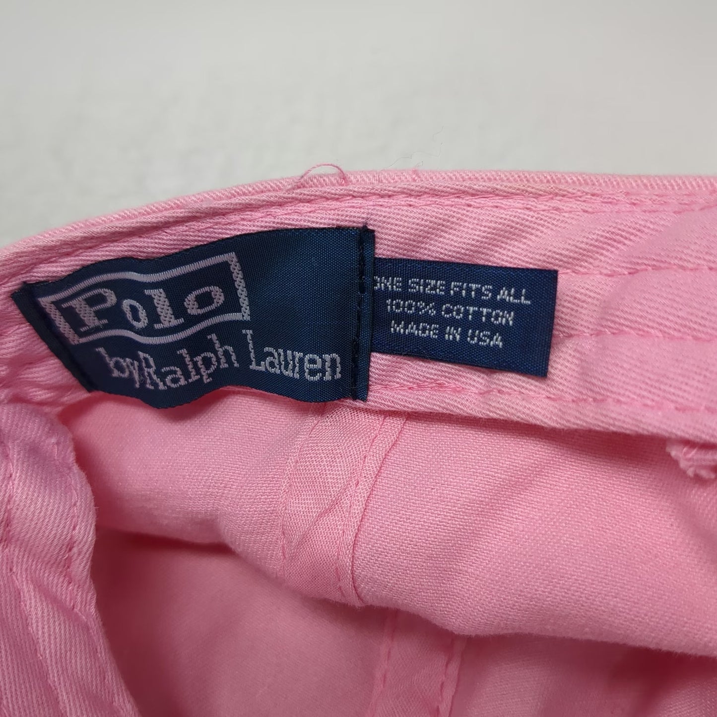Ralph Lauren Baseball Cap Pink Vintage USA Made Cotton Pony Logo Strapback Hat