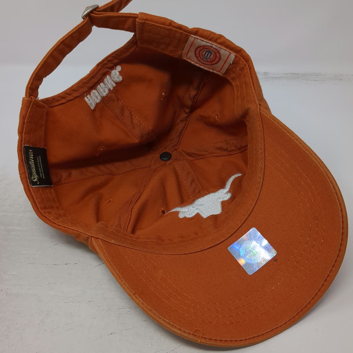 Texas Longhorns NCAA Signatures Baseball Cap Orange White One Size Slideback Hat