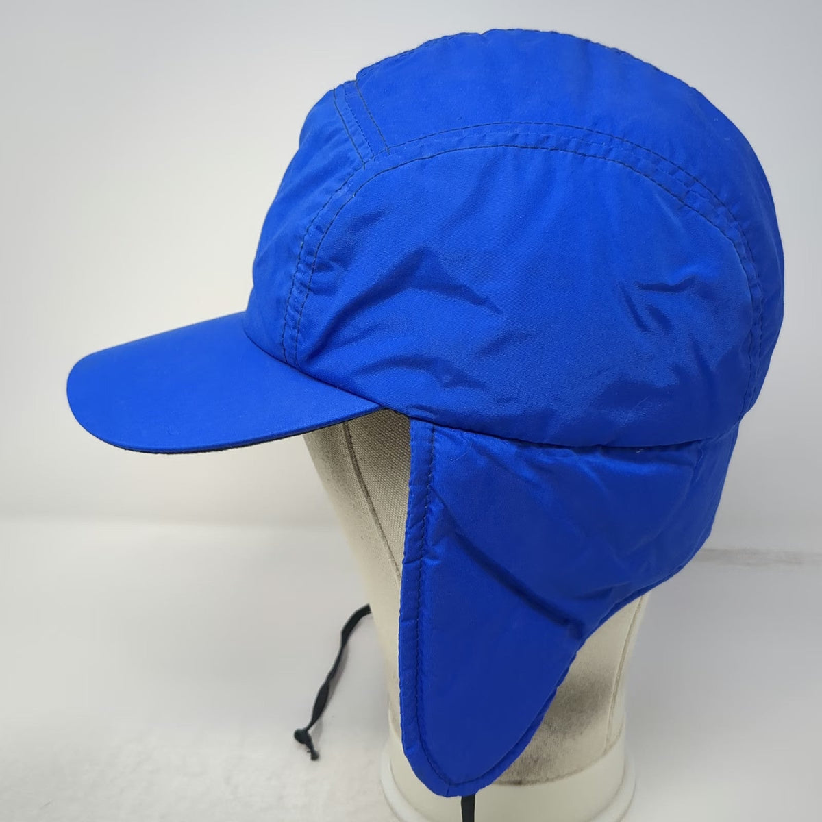Columbia Trapper Blue Hat L Fitted Ear Flaps Quilted Made USA Winter Vintage