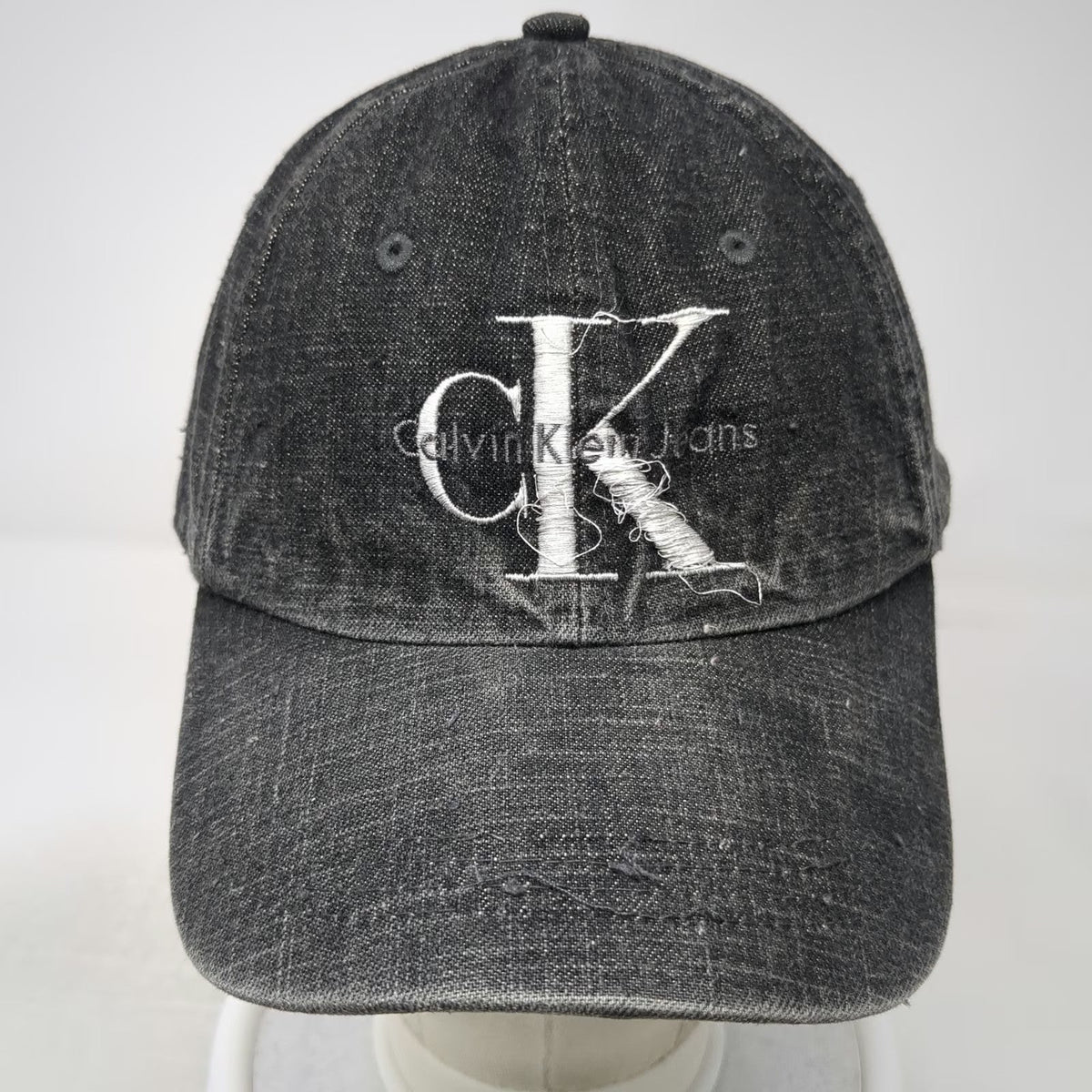 Calvin Klein Jeans Baseball Cap Gray One Size Slideback Denim Embroidered Hat