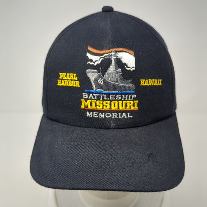 Battleship Missouri Memorial Snapback Hat Blue One Size Adjustable