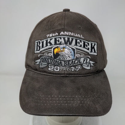 76th Annual Bike Week 2017 Daytona Strapback Hat Brown OSFA Embroidered