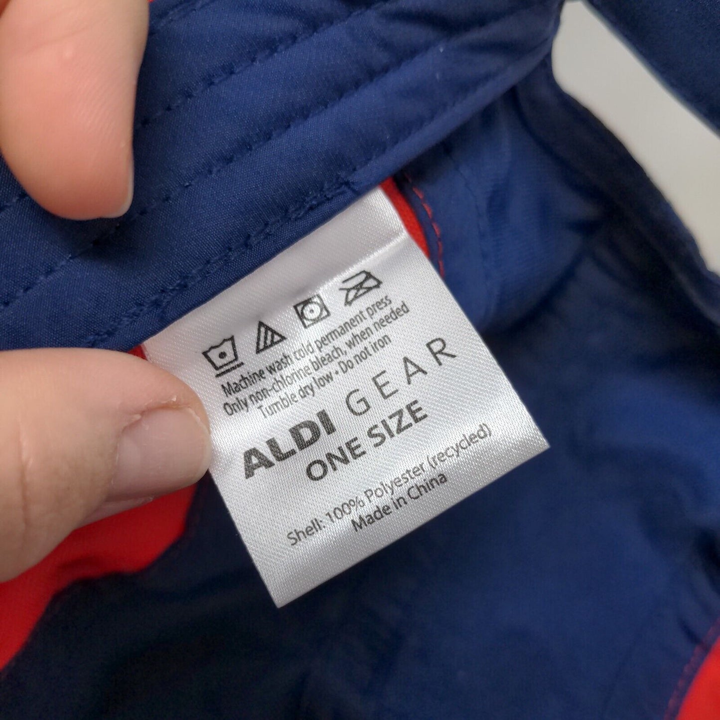 It's An Aldi Thing Strapback Hat Blue One Size Colorblock 5 Panel