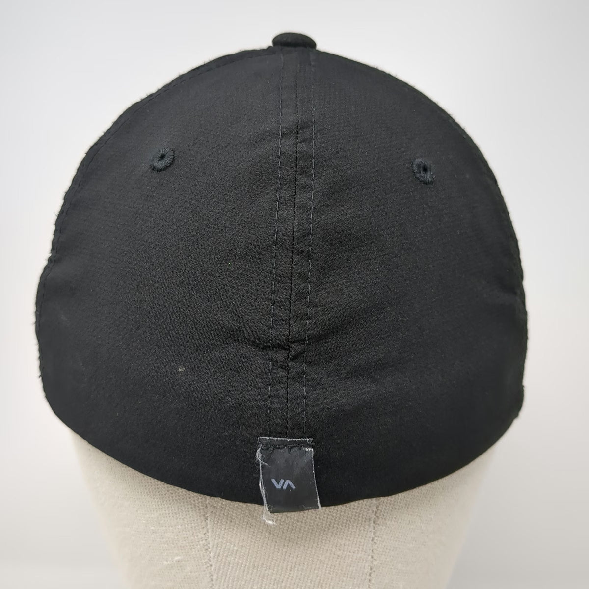 RVCA Baseball Cap Black One Size Logo Patch Flexfit Fitted Stretch Fit Hat