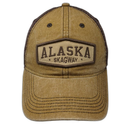 Legacy Trucker Hat Brown One Size Alaska Skagway Patch Mesh Back Snapback Cotton