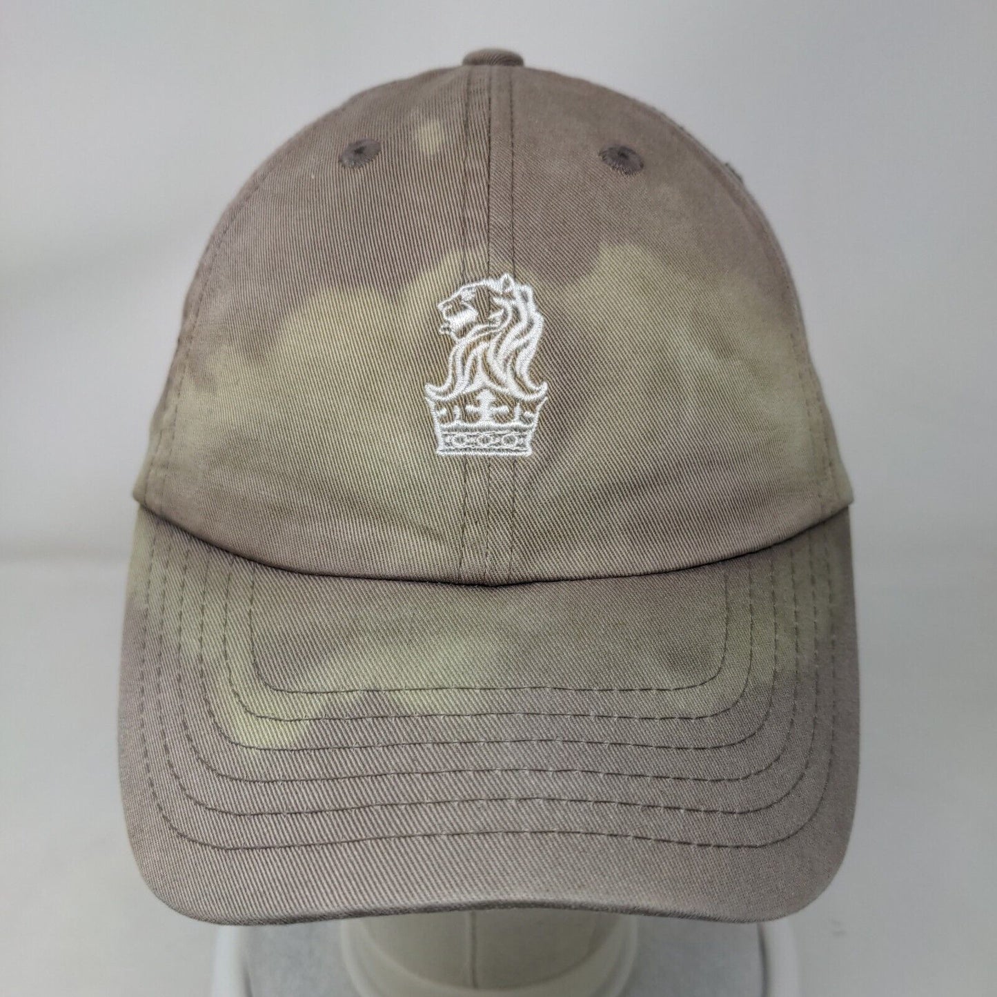 Imperial Strapback Hat Grayish Tan One Size Embroidered Logo 6 Panel
