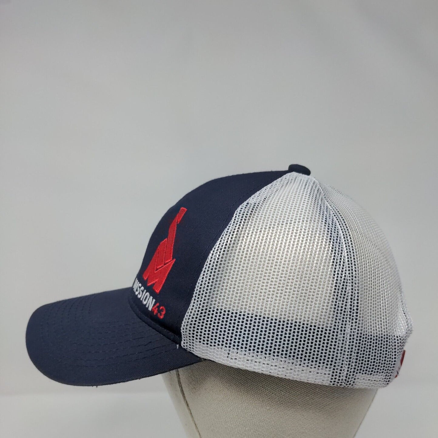 Mission43 Snapback Trucker Hat Blue OS Adjustable Embroidered Mesh Back 6 Panel