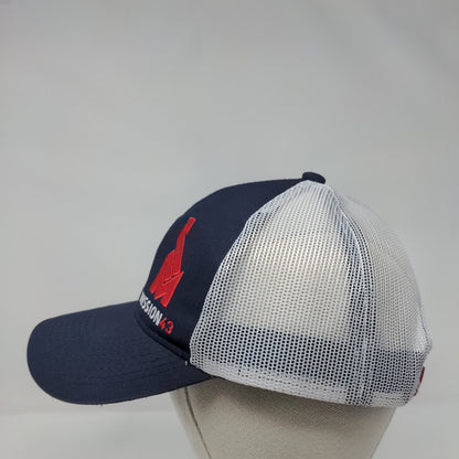 Mission43 Snapback Trucker Hat Blue OS Adjustable Embroidered Mesh Back 6 Panel