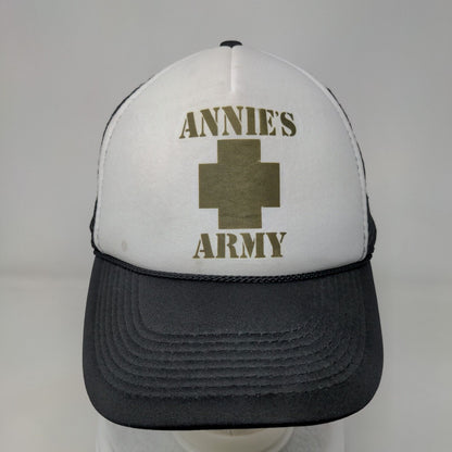 Annie's Army Snapback Trucker Hat Black OSFM Adjustable Mesh Back Rope Otto
