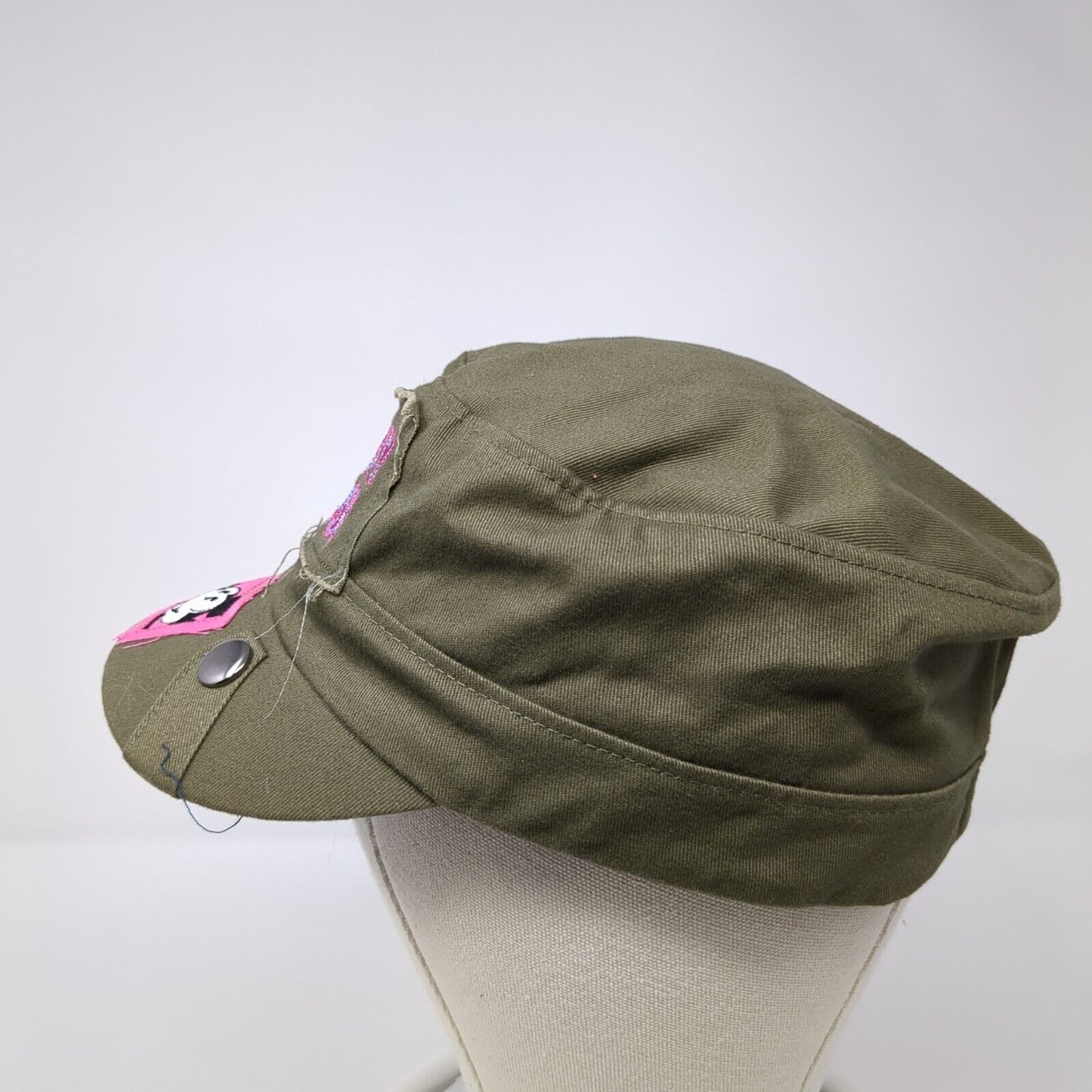 Mickey Mouse Fitted Cadet Army Hat Green One Size Embroidered Disneyland