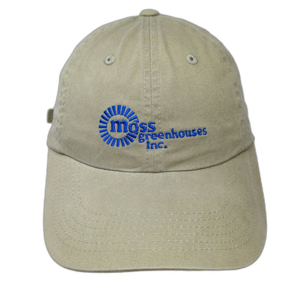 Port Authority Baseball Cap Beige OSFM Slideback Moss Greenhouses Employee Hat