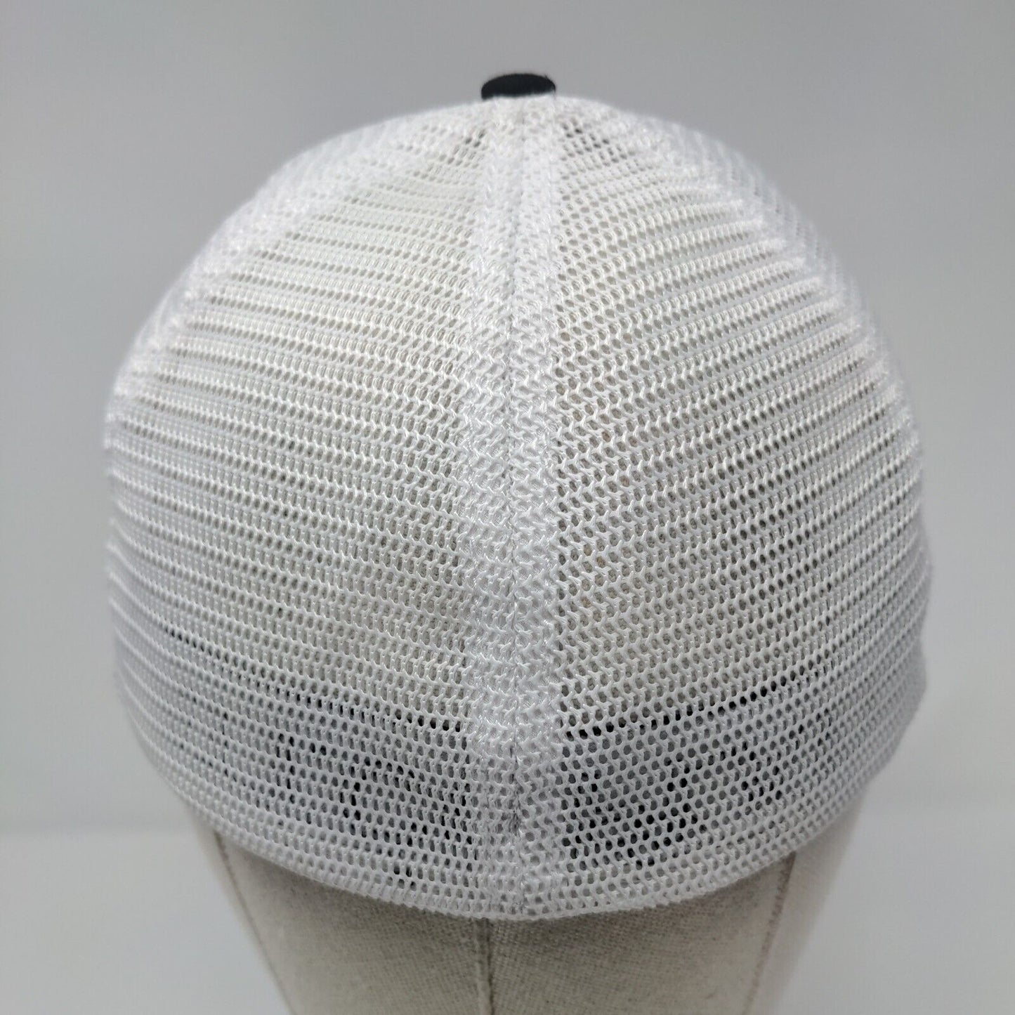 PLATT Fitted Trucker Hat Black OSFA Embroidered Vented Holes 6 Panel Mesh Back