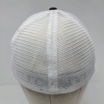 PLATT Fitted Trucker Hat Black OSFA Embroidered Vented Holes 6 Panel Mesh Back