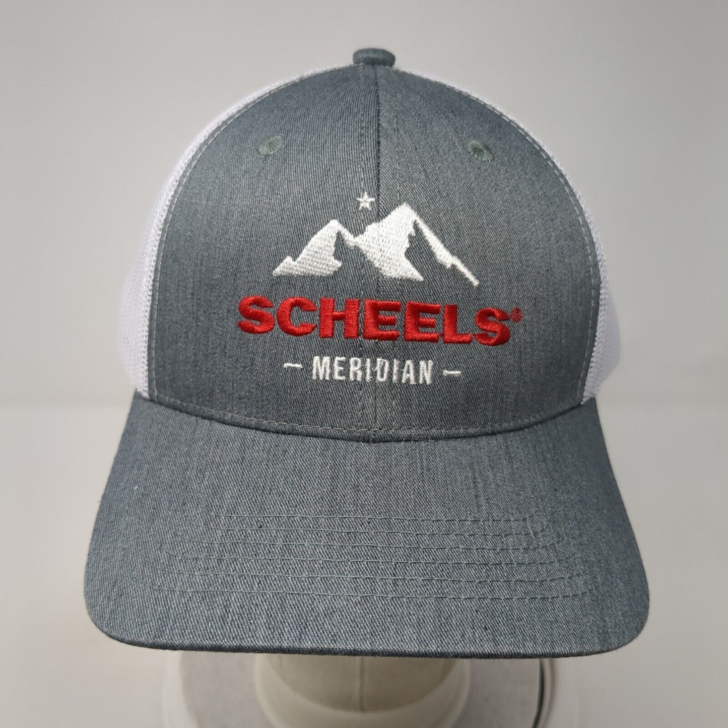 Scheels Meridian Snapback Mesh Back Trucker Hat Gray One Size Embroidered