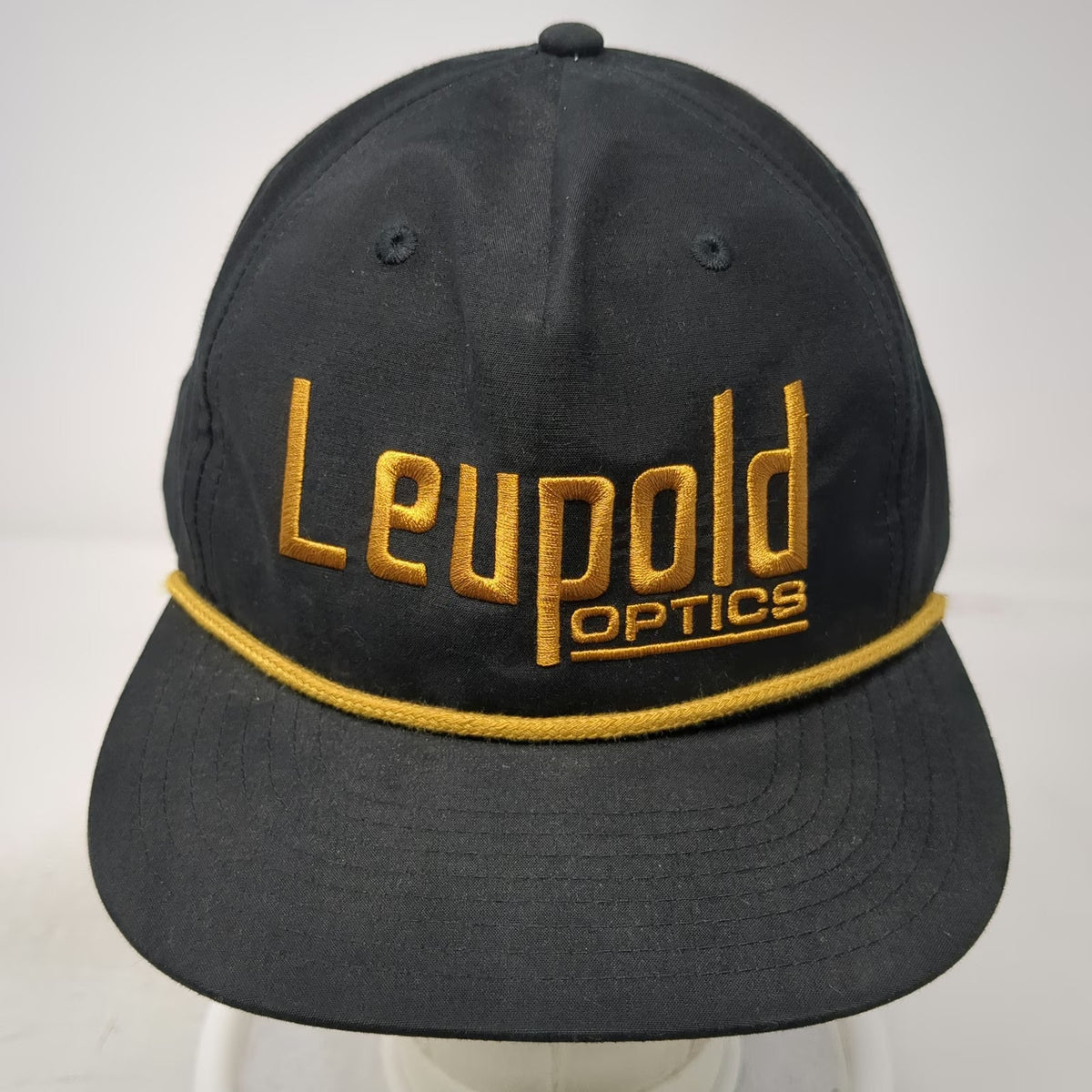 Richardson 5 Panel Black OSFM Hat Leupold Optics Gold Rope Snapback Flat Bill