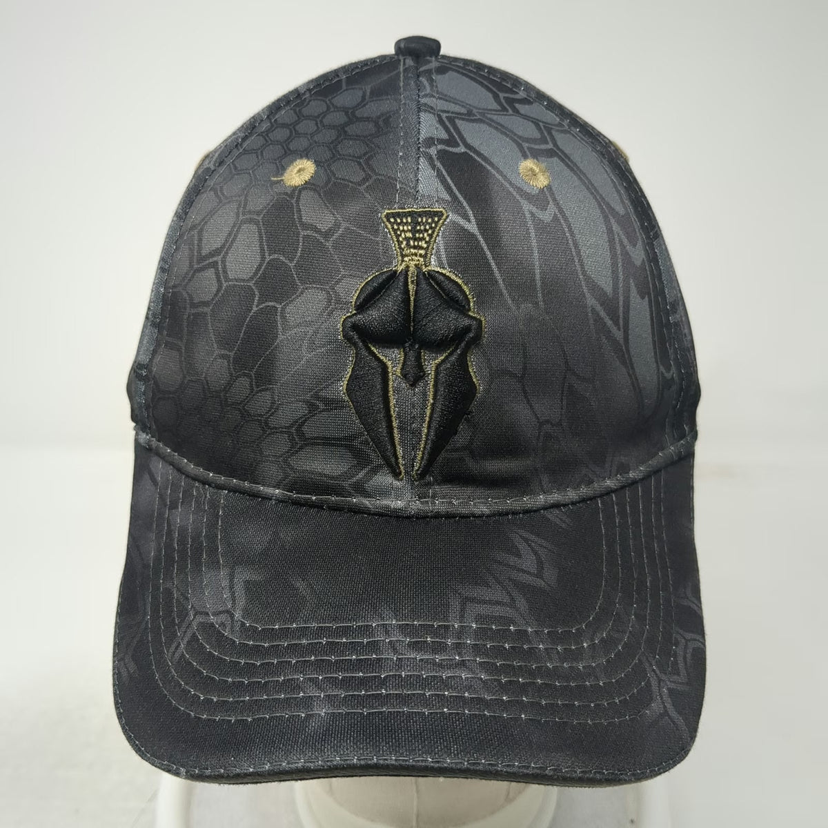 Kryptek Baseball Cap One Size Black Gray Gold Typhon Camo Spartan Helmet Hat
