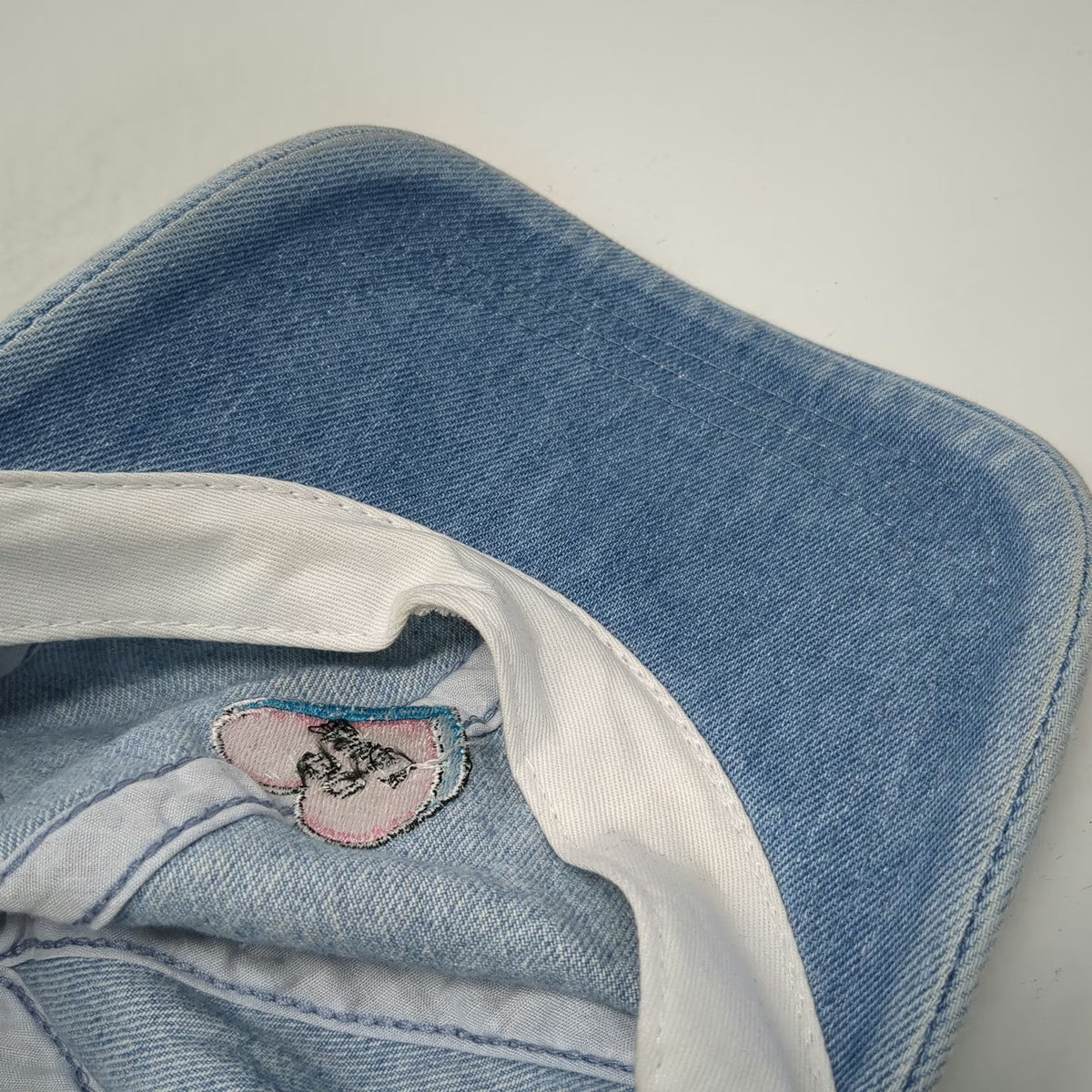 HG Baseball Cap Blue One Size Go Away Heart Embroidered Denim Slideback Hat