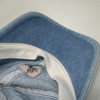 HG Baseball Cap Blue One Size Go Away Heart Embroidered Denim Slideback Hat