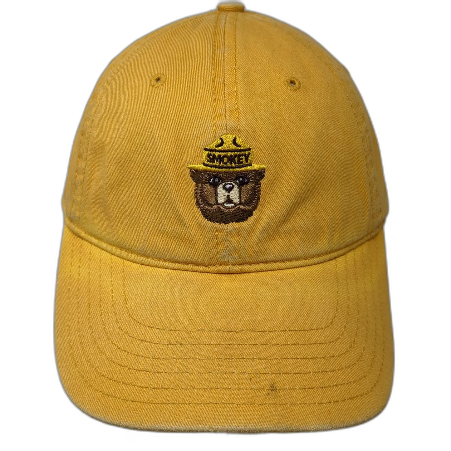 Mad Engine Smokey Bear Baseball Cap Yellow One Size Slideback Cotton Hat Mascot