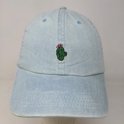 Women's Strapback Hat Blue Adjustable Embroidered Cactus Logo