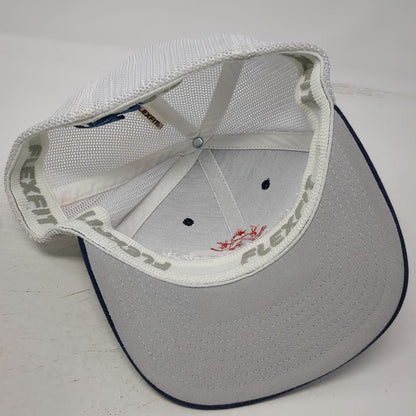 Port Authority Baseball Cap Blue White Red XL Mesh Back Flexfit Pond Hockey Hat