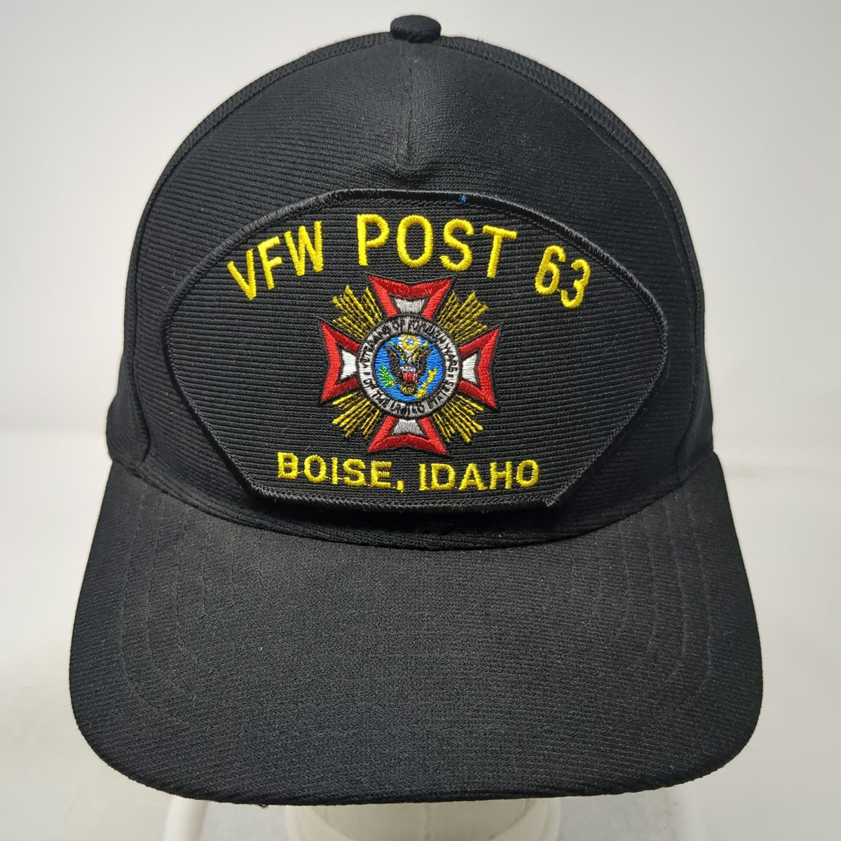 Eagle Crest 5 Panel Black One Size VFW Post 63 Boise Idaho USA Made Hat