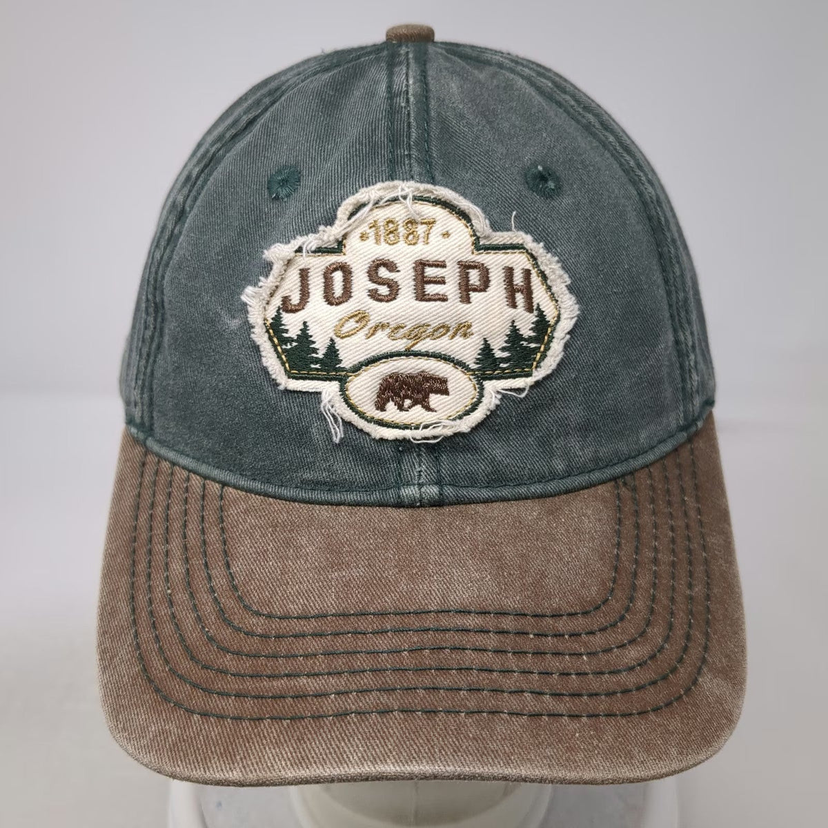 Blue 84 Baseball Cap Green Brown One Size Joseph Oregon Bear Patch Slideback hat