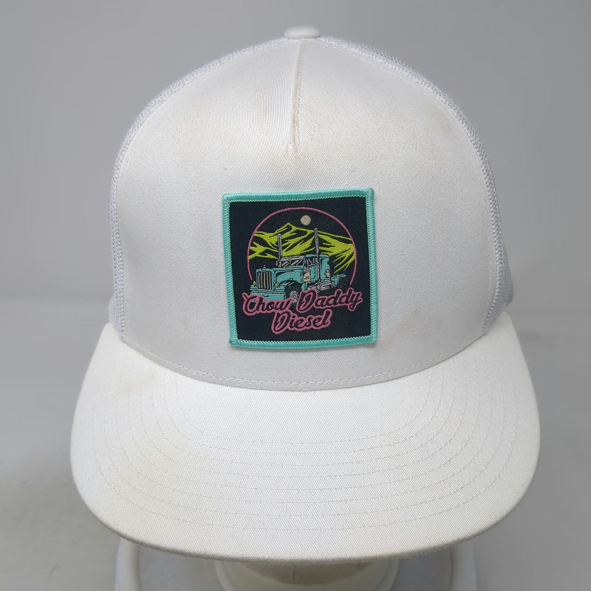 Yupoong Trucker Hat White One Size Chow Daddy Diesel Patch Mesh Snapback Hat