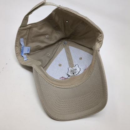 Happy Husky Strapback Hat Tan OSFA Adjustable Embroidered Port & Company Cotton