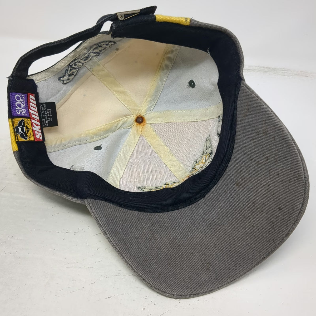 Ski-Doo Racing Baseball Cap Yellow One Size Checkered Flag Slideback Hat Gear