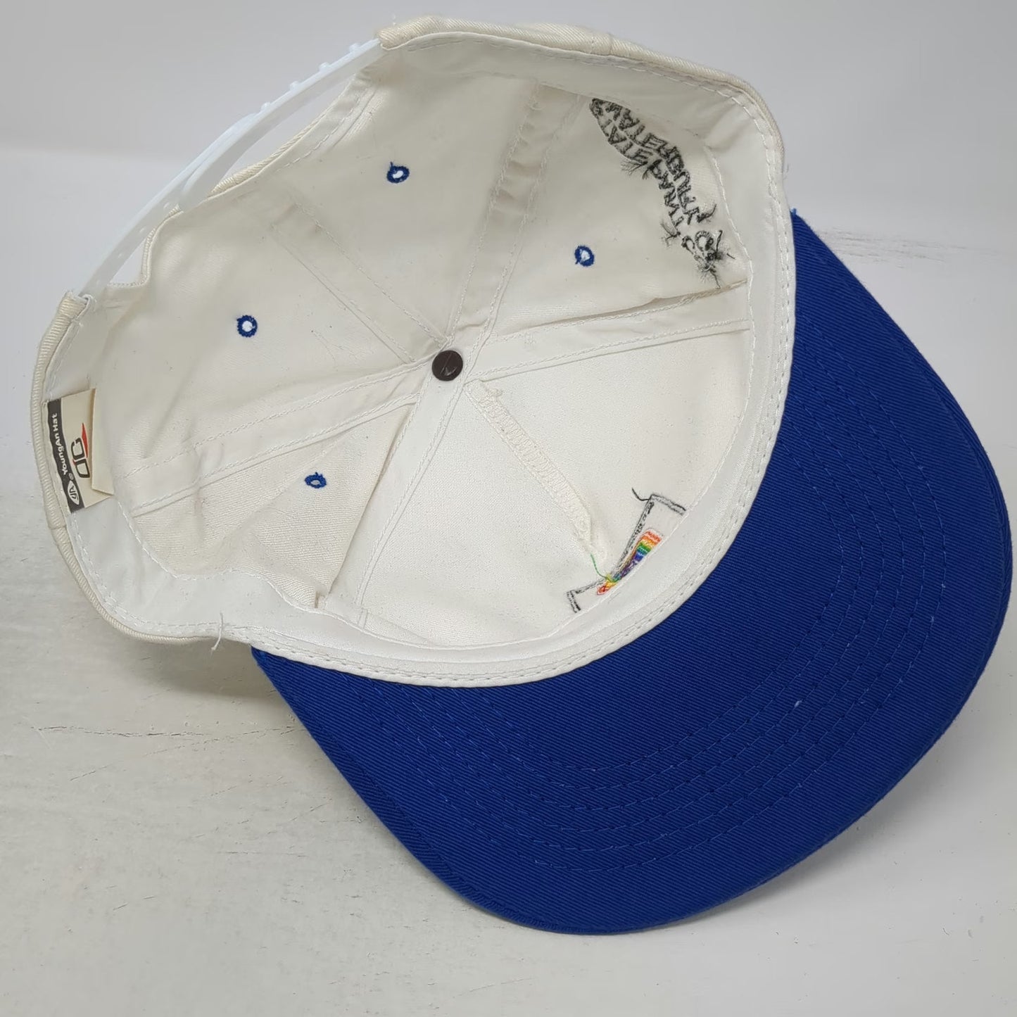 YoungAn 5 Panel Hat White Blue OS Pittsburgh Paints State Paint Co Snapback