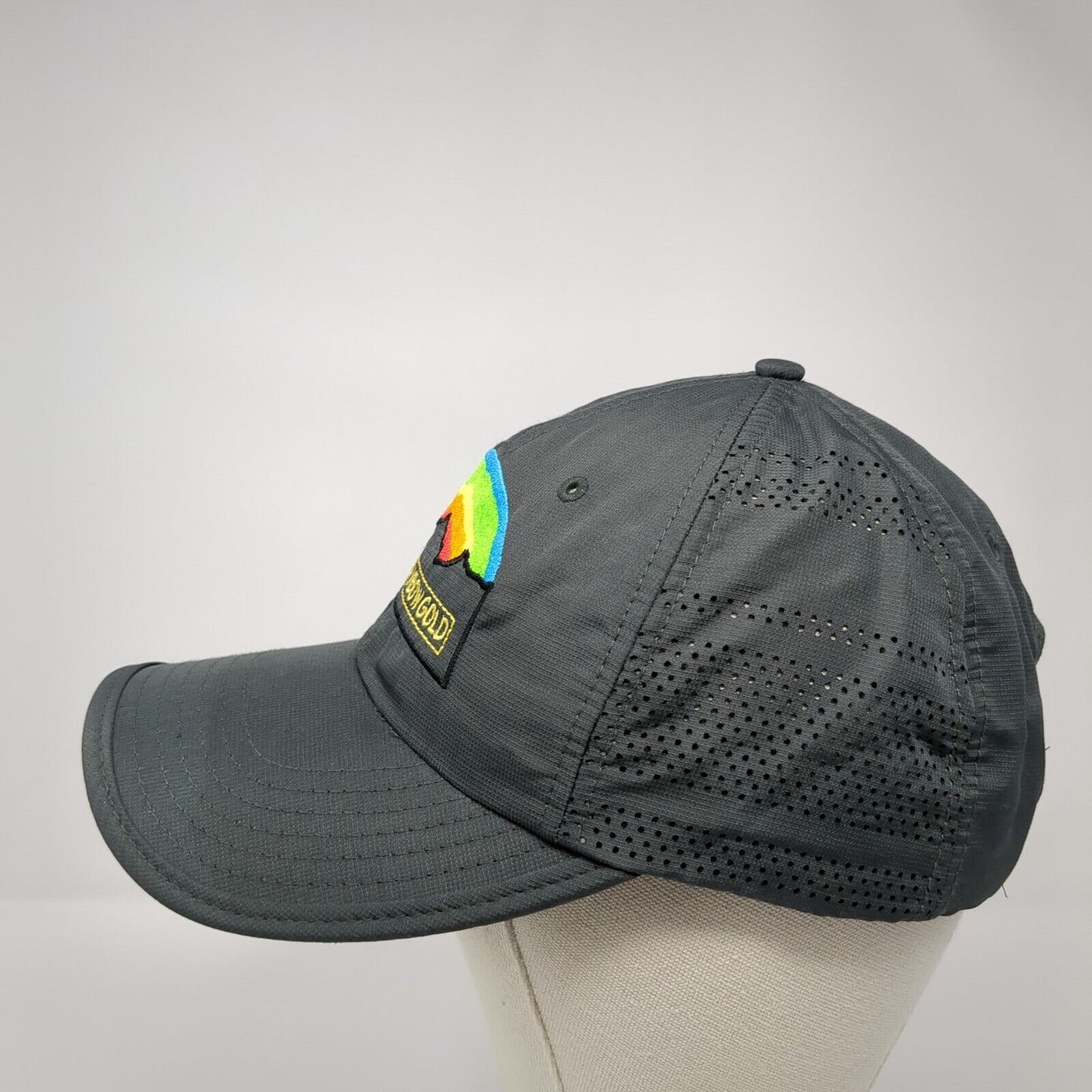 Camp Rainbow Gold Strapback Hat Gray One Size Perforated Sportsman