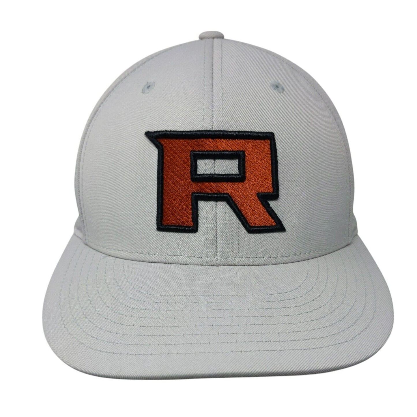Letter R Fitted Hat Gray S/M Flexfit Breathable Elite Series Pacific Headwear