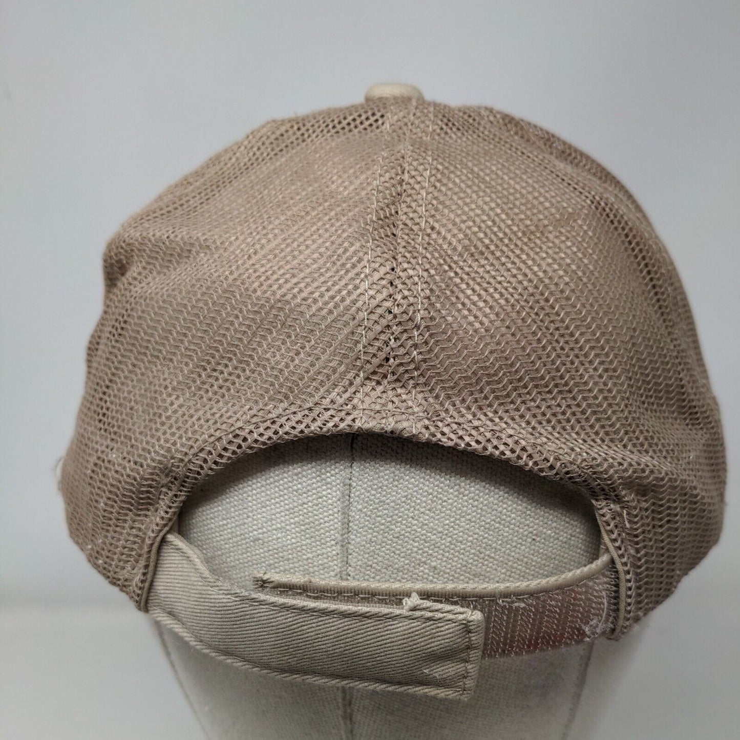Hancock Mechanical Strapback Trucker Hat Tan OSFM Mesh Back Outdoor Cap