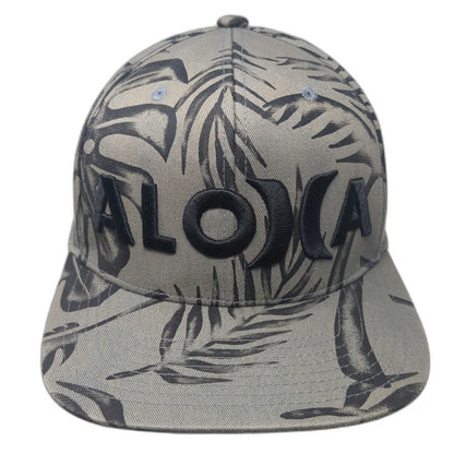 Hurley Snapback Hat Gray One Size Aloha Tropical Leaf Print Flat Brim Surf