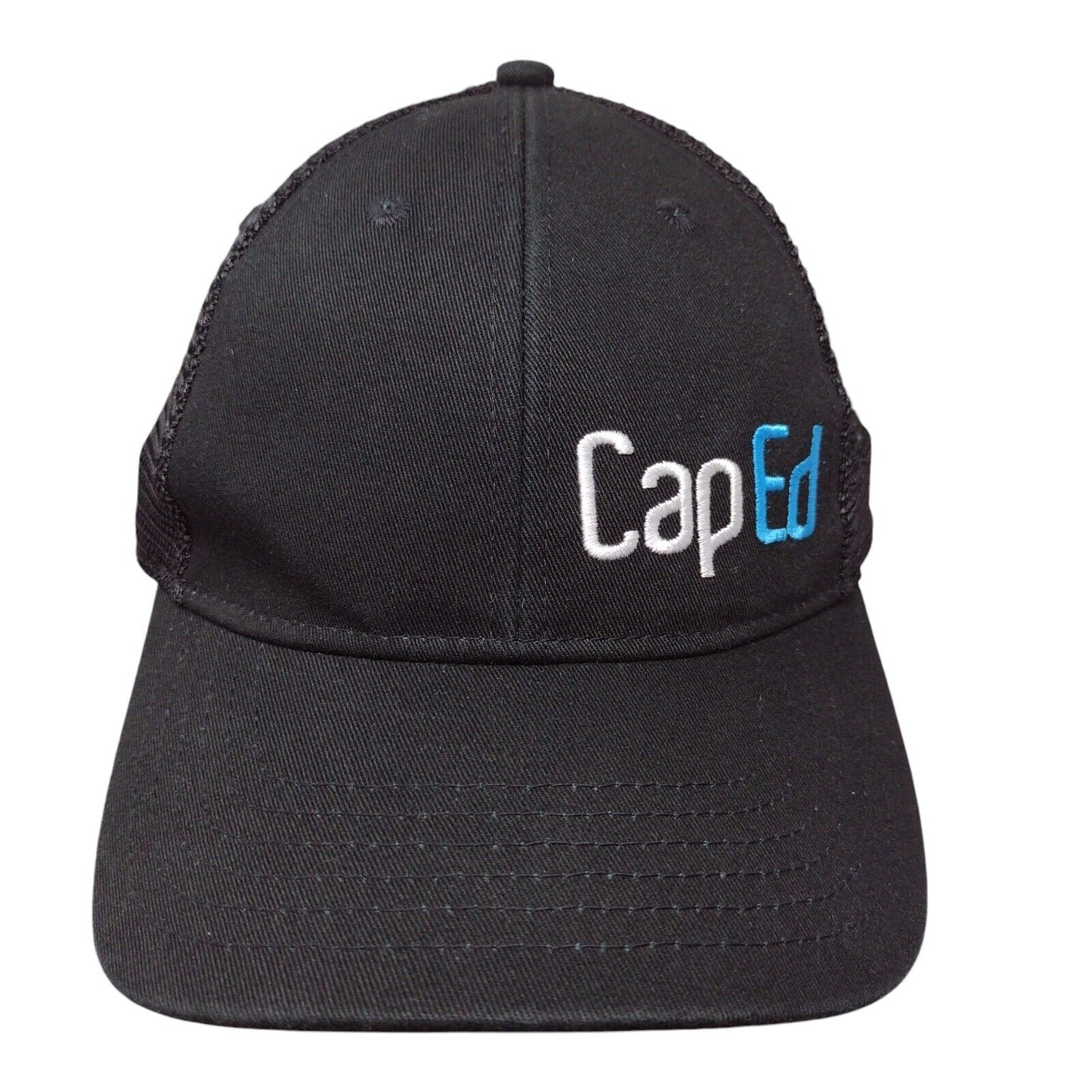 CapEd Fitted Mesh Back Trucker Hat Black L/XL Embroidered Solid