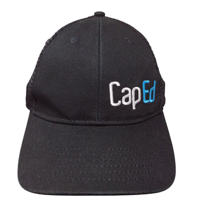 CapEd Fitted Mesh Back Trucker Hat Black L/XL Embroidered Solid
