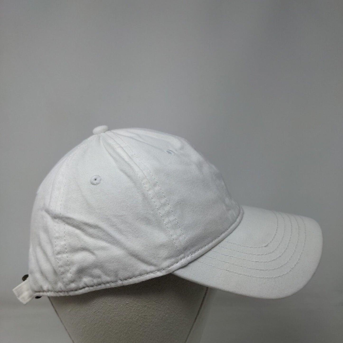 Unbranded Slideback Hat White OSFM Adjustable Vented Holes 6 Panel Blank