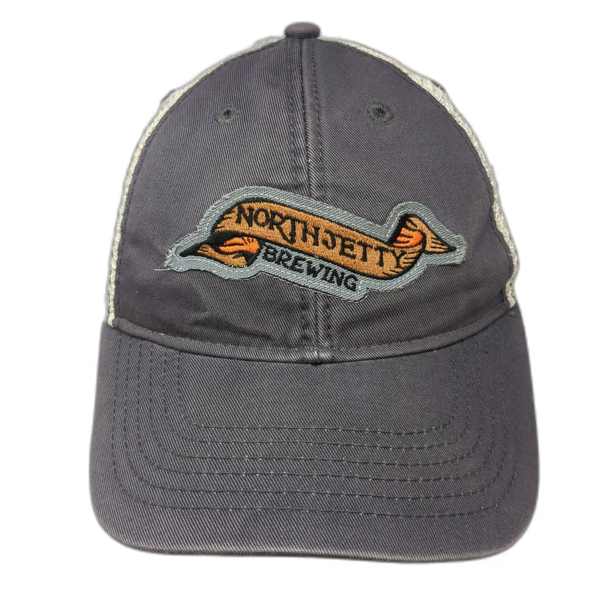 Legacy Trucker Hat Gray One Size North Jetty Brewing Mesh Snapback Patch