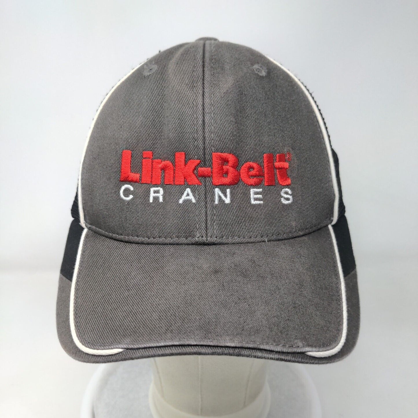 Link-Belt Cranes Strapback Trucker Hat Gray One Size Mesh Back