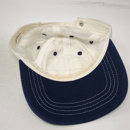 Baseball Cap White Blue Red One Size American Flag Patch Mesh Back Slideback Hat