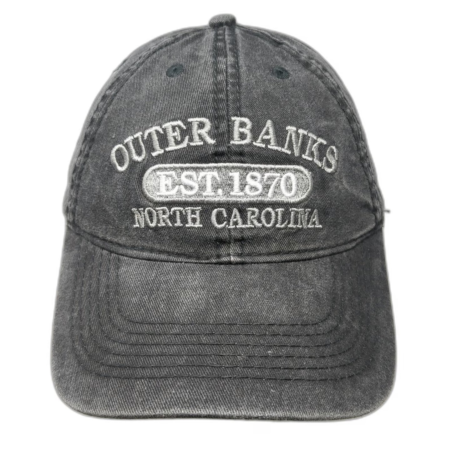 Outer Banks Authentic Baseball Cap Gray OSFM 100% Cotton Slideback NC Hat Logo