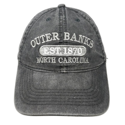 Outer Banks Authentic Baseball Cap Gray OSFM 100% Cotton Slideback NC Hat Logo