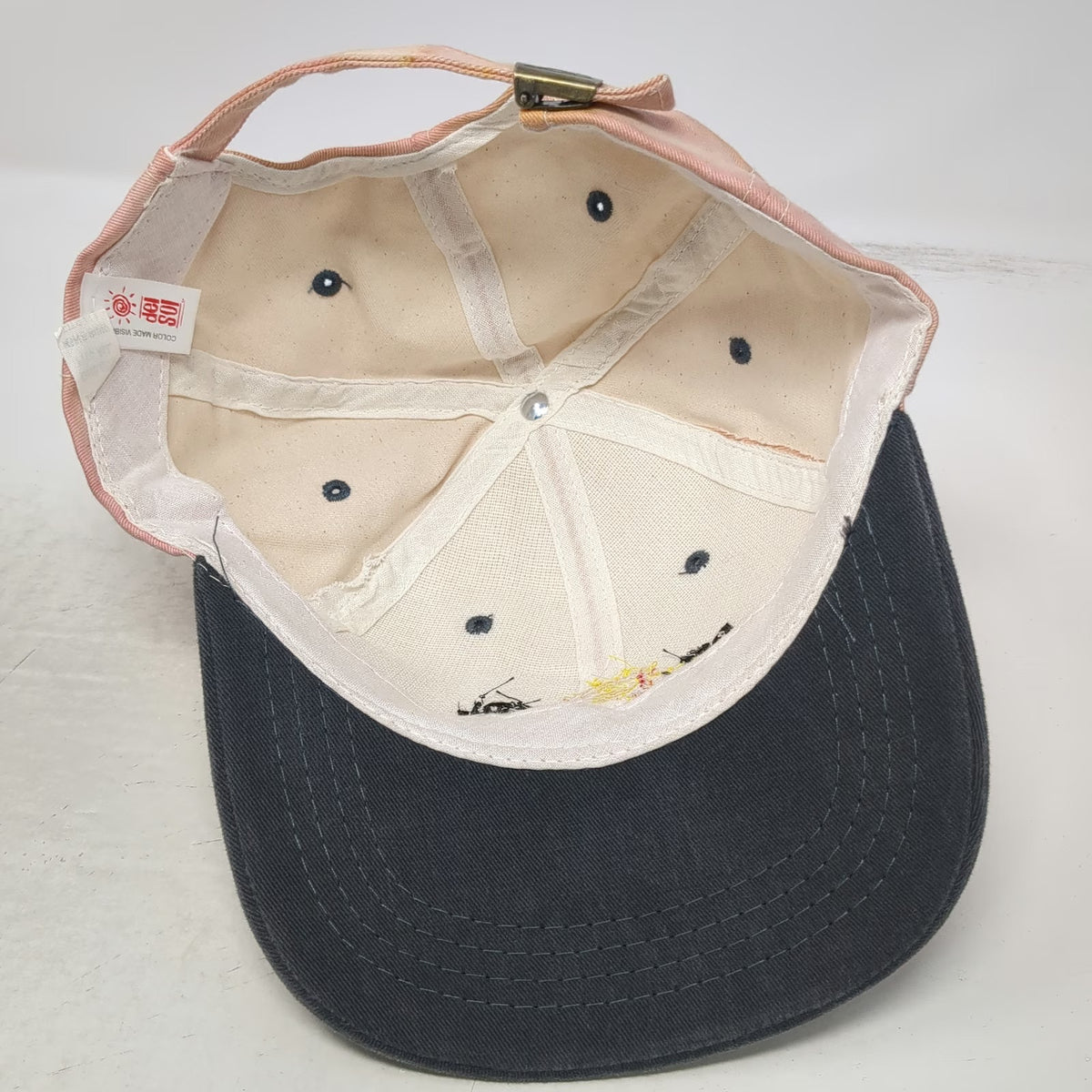 Del Sol Baseball Cap Pink Gray One Size Sun Logo Slideback Two Tone Contrast Hat