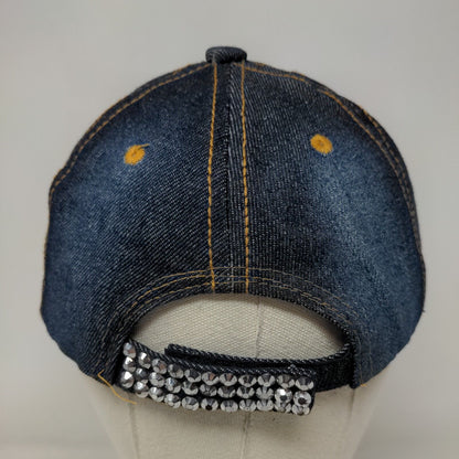 Unbranded Studded Strapback Hat Blue One Size Denim Adjustable 6 Panel